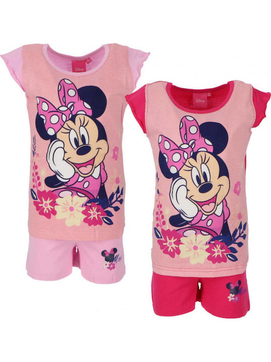 Minnie Mouse Παιδική Πιτζάμα Καλοκαιρινή Φούξια/ρόζ Minnie Mouse Παιδική Πιτζάμα Καλοκαιρινή Φούξια/ρόζ