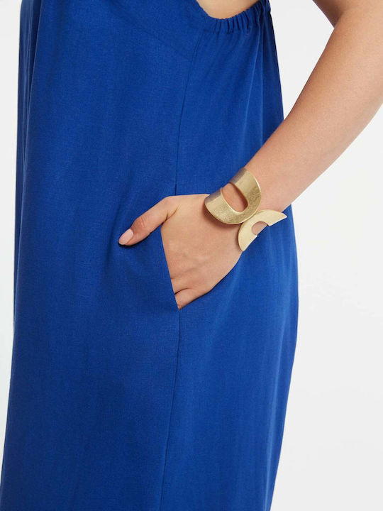 Women’s Linen One-piece Jumpsuit Blue