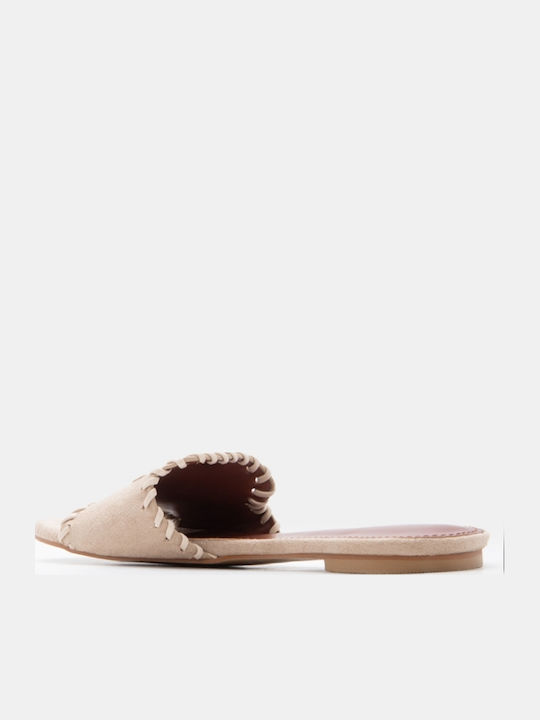 Damen Flache Sandalen Beige