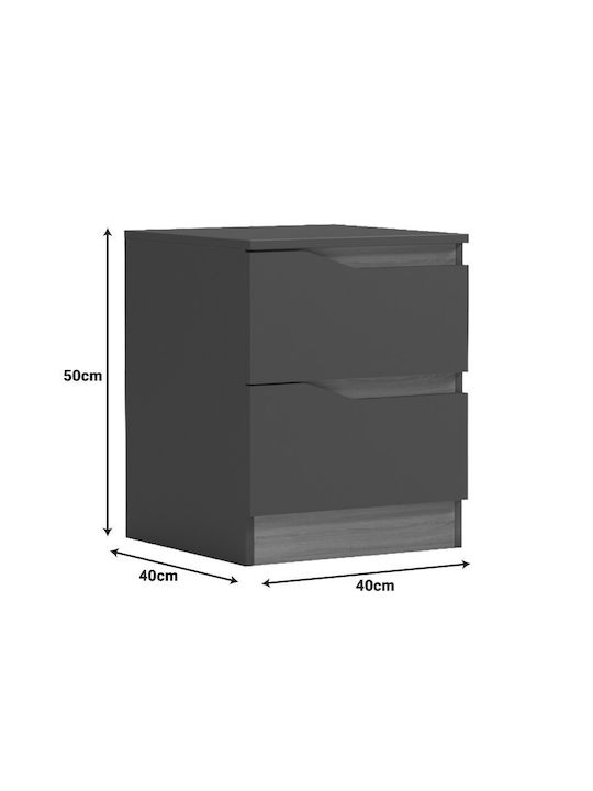 Bedside Table Verena Wooden Gray 40x40x50cm