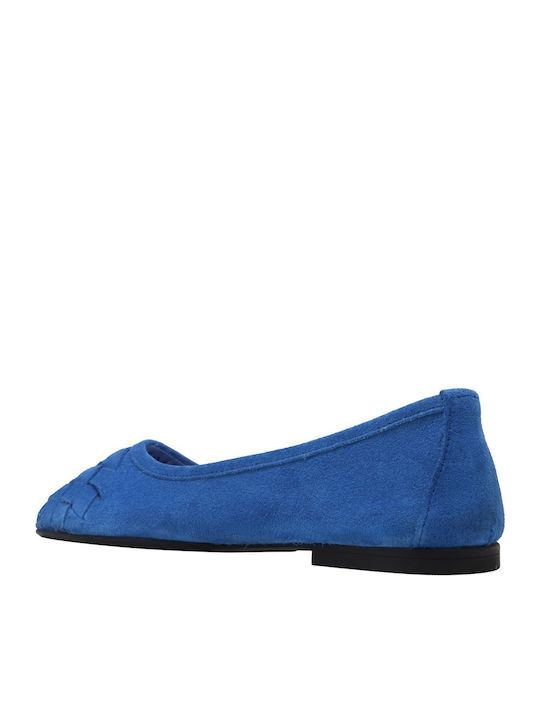 Suede Women's Ballerina Shoes in Blue Colour