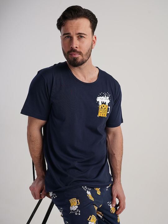 Vienetta Secret Summer Men's Pyjama Navy Blue