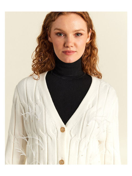 Damen Gestrickte Strickjacke Beige