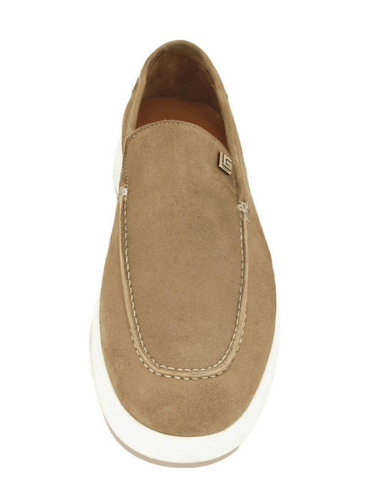 Suede Men's Loafers In Beige Colour