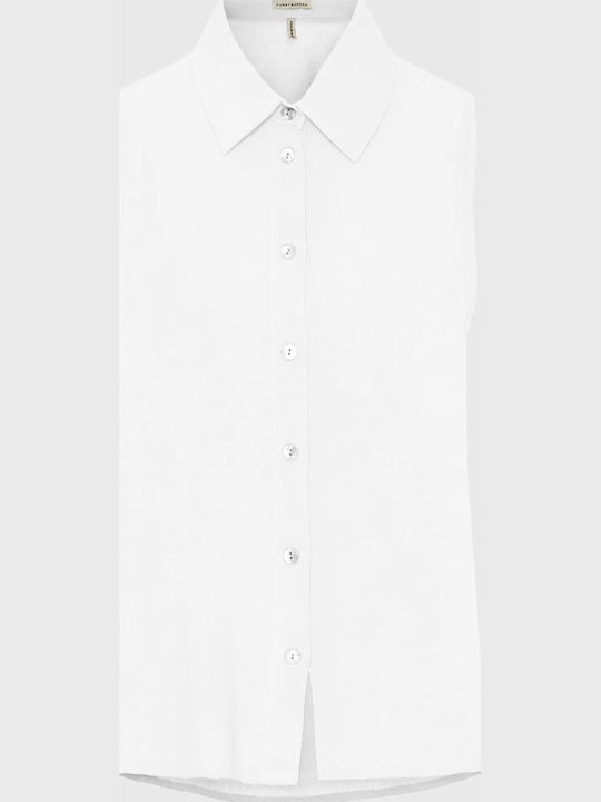 Funky Buddha Sleeveless Women's Shirt White