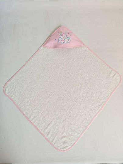 Stewehome Kids' Bath Towel Hooded Unicorn Embroidery 100% Cotton 100x100 Cm