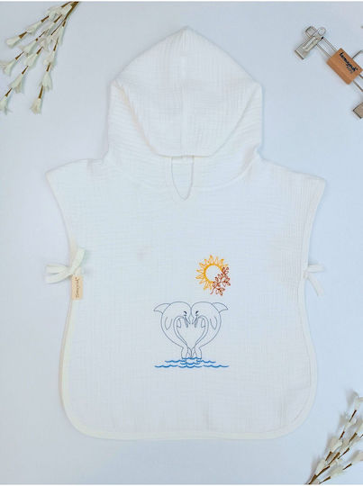 Stewehome Kids Baby Pareo Towel Hood 100% Cotton Embroidery Teddy Bear 100x1 Cm