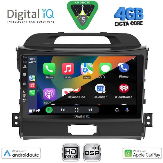 Digital IQ Car Audio System for Kia Sportage 2010-2015 Bluetooth USB WiFi GPS Apple CarPlay Android Auto with 9" Touch Screen