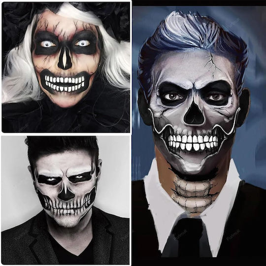Gesicht Tätowierungen Halloween Set 4 Blätter Temporäre Tätowierung