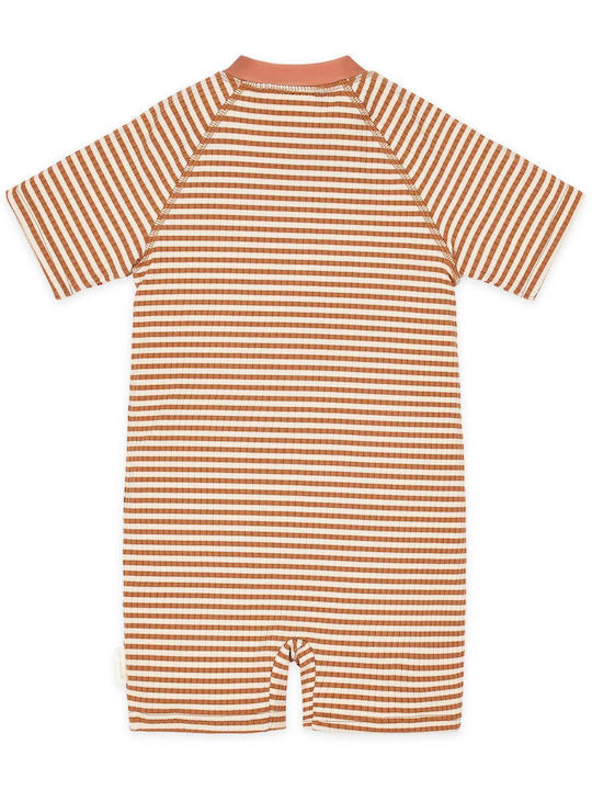 Little Dutch Kinder Badebekleidung Einteilig Mit Schirm Ocean Braun Streifen