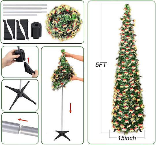 Foldable Artificial Green Christmas Tree 150 Cm Eye-catching Holiday Decoration Foldable Artificial Green Christmas Tree 150 Cm Eye-catching Holiday Decoration