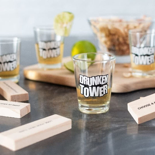 Alista Home Joc De Băutură Jenga Turnul Betivului Din Lemn Provocare Piese Cu Pahare De Shot Incluse 19 X 7 X 20 Cm