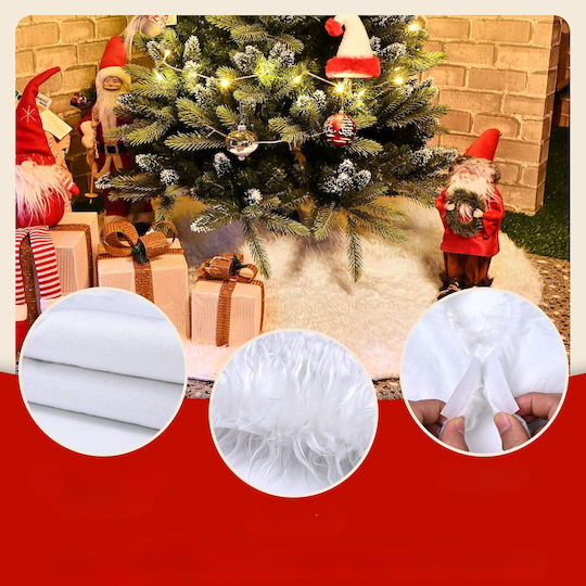 Christmas Rug ''Tree'' White with Furry Texture D150cm.