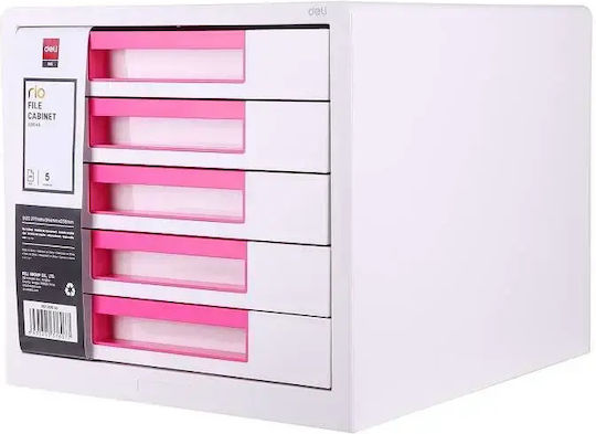 Deli Πλαστικό Συρταράκι Γραφείου 5 Θέσεων 26x34x27.5cm Ροζ