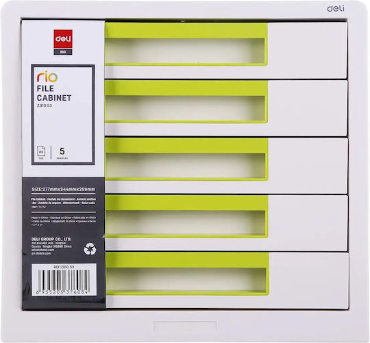 Deli Πλαστικό Συρταράκι Γραφείου 5 Θέσεων 34.4x25.9x27.7cm Κίτρινο