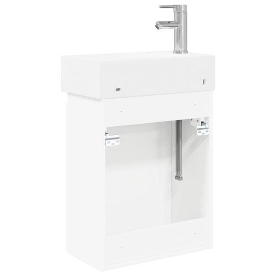vidaXL Плот със Смесител 45.5x25.5x84 см Бял