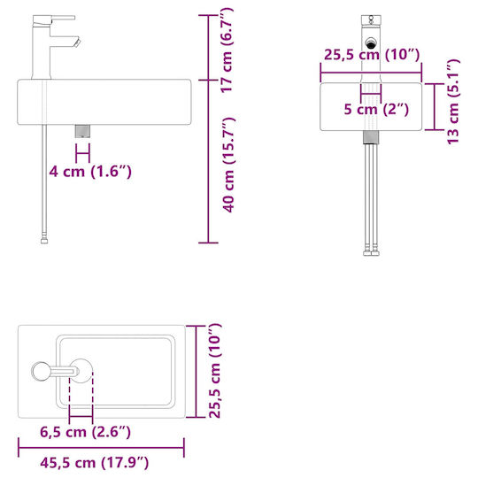vidaXL Плот с Мивка 45.5x22.5x84 см Бял