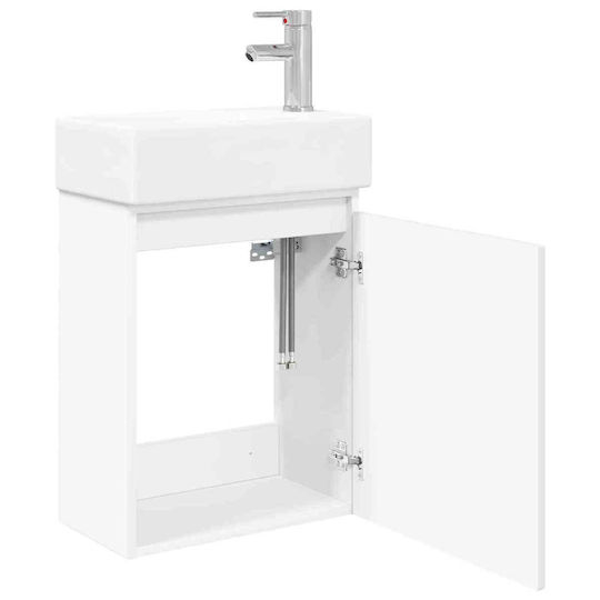 vidaXL Плот със Смесител 45.5x25.5x84 см Бял
