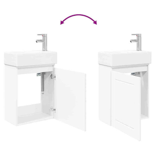 vidaXL Плот със Смесител 45.5x25.5x84 см Бял