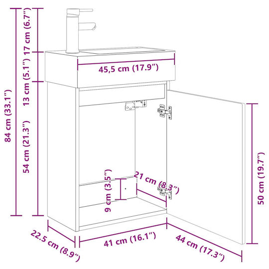 vidaXL Плот с Мивка 45.5x22.5x84 см Кафяв