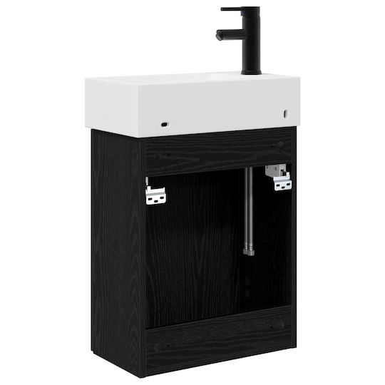 vidaXL Badezimmer Waschtisch-Einheit M45.5xB22.5xH84cm Schwarz