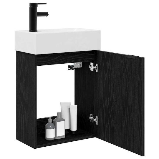 vidaXL Badezimmer Waschtisch-Einheit M45.5xB22.5xH84cm Schwarz