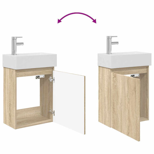vidaXL Vanity Unit with Sink M45.5xD22.5xH84cm Brown