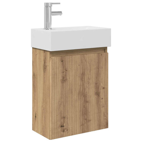 vidaXL Плот със Смесител 45.5x22.5x84 см Кафяв