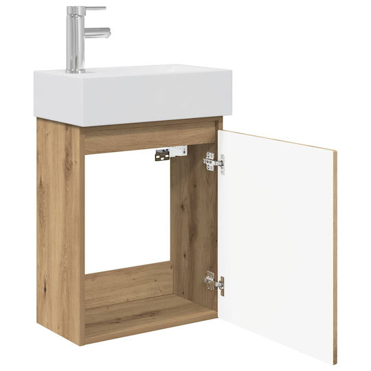 vidaXL Плот със Смесител 45.5x22.5x84 см Кафяв
