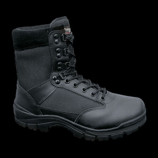 Brandit Στρατιωτικά Αρβύλα Tactical 9-Eye Leather/Naylon Αδιάβροχα Δερμάτινα Μαύρα
