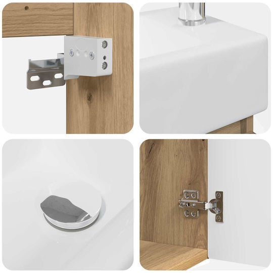 vidaXL Vanity Unit with Sink L45.5xW25.5xH84cm Brown