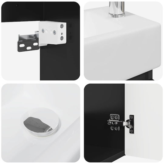vidaXL Πάγκος με Νιπτήρα Μ45.5xΒ22.5xΥ84cm Μαύρο