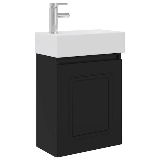 vidaXL Плот със Смесител 45.5x22.5x84 см Черен