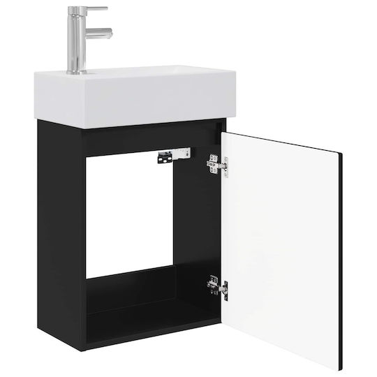 vidaXL Плот със Смесител 45.5x22.5x84 см Черен