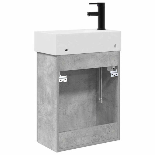 vidaXL Плот със Смесител 45.5x22.5x84см Сив