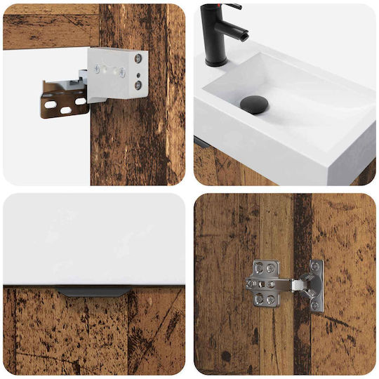 vidaXL Πάγκος με Νιπτήρα Μ45.5xΒ22.5xΥ84cm Καφέ
