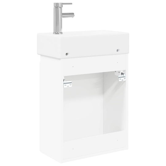 vidaXL Плот със Смесител 45.5x22.5x84 см Бял
