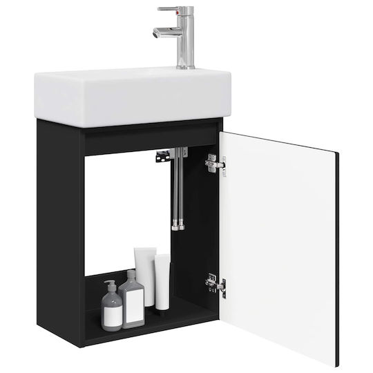 vidaXL Плот със Смесител 45.5x25.5x84 см Черен