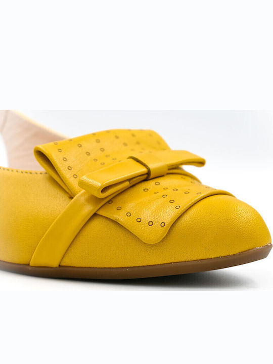 Balerini Din Piele Pentru Femei Slingback Cu Curea În Culoare Galbenă