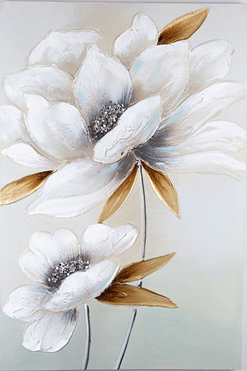 Eurolamp Gold Camelia auf Segeltuch 60x90 cm