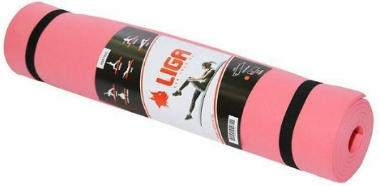 Liga Sport Στρώμα Γυμναστικής Yoga Ροζ με Ιμάντα Μεταφοράς (173x61x0.4cm)