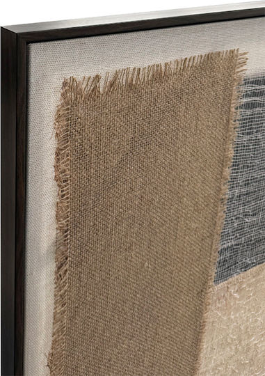 Plis Decorative Painting 80x80x4cm Canvas Beige Dark Brown Wood Terracotta 035041
