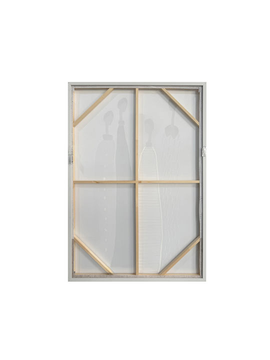 Trinity Decorative Painting 80x120x4cm Canvas Off White Stone Grey Wood Light Brown 035046