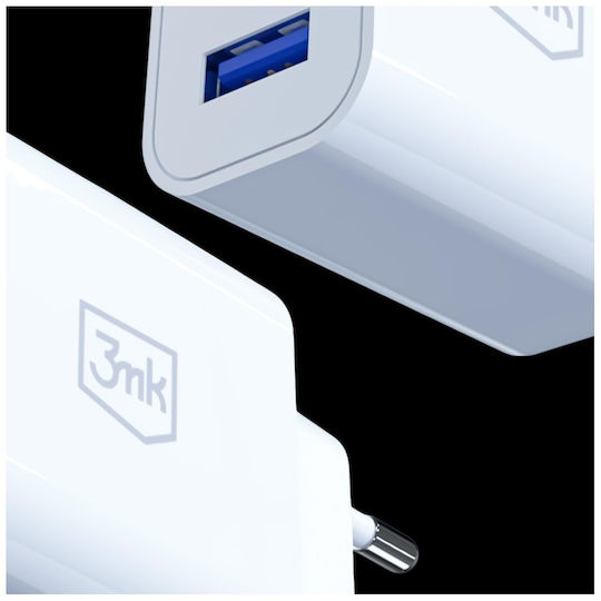 3MK Charger with Integrated Cable with 2 USB-A Ports 10W White (FlowPower)