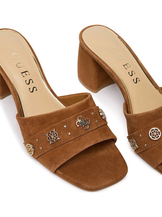 Mules with Heel in Brown Colour