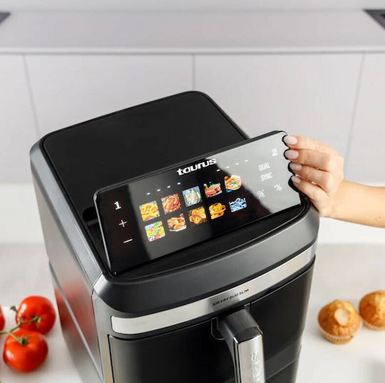 Taurus Air Fryer με Διπλό Αποσπώμενο Κάδο 13lt Ασημί