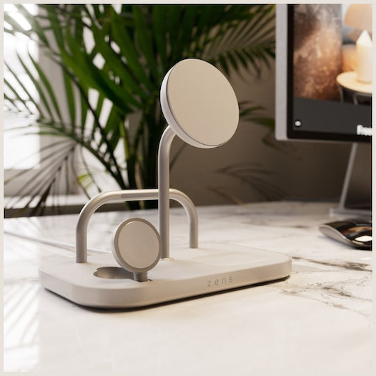 Zens Încărcător Wireless Qi2 60W Argintiu (4-in-1)