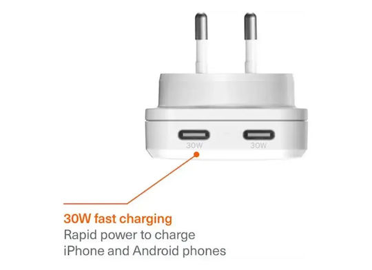 Cygnett Φορτιστής Χωρίς Καλώδιο με 2 Θύρες USB-C 30W Power Delivery Λευκός