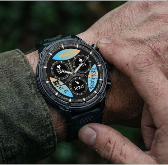 Gravity GT41-1 53mm Smartwatch mit Herzfrequenzsensor (Schwarz)