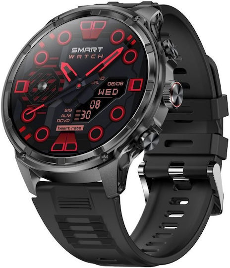 Gravity GT41-1 53mm Smartwatch mit Herzfrequenzsensor (Schwarz)